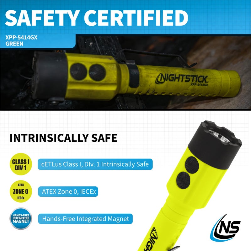Nightstick XPP-5414GX Intrinsically Safe Dual-Light Flashlight w/Magnet-2 AA (not Included) -Green-UL913 / ATEX, Multicolor - Image 5